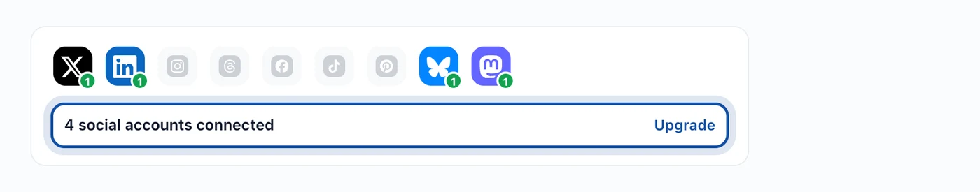 The connected account count with an upgrade link 1400x275 "Free stops at three. Premium does not stop."