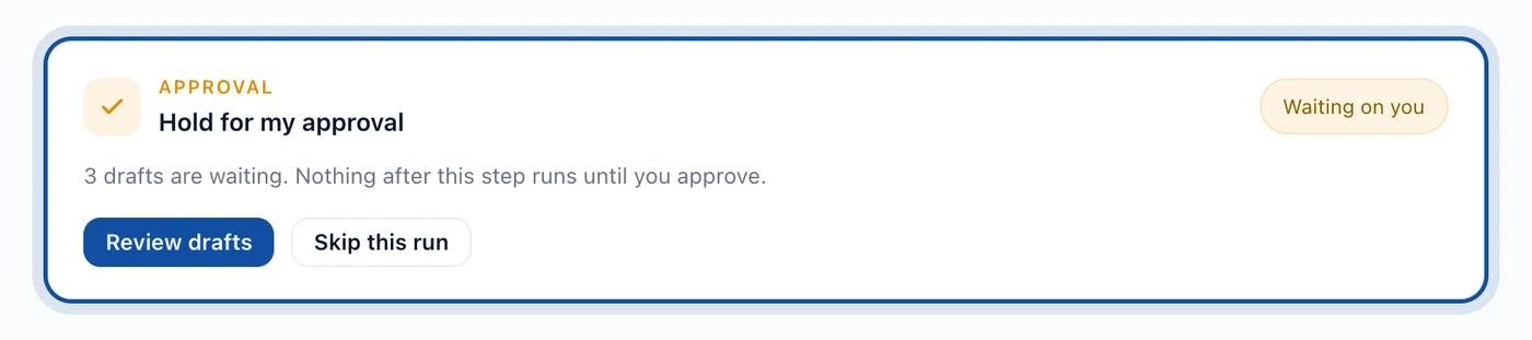 An approval step holding drafts for review 1400x311 "If this is not in front of your publish step, the test will tell you loudly."
